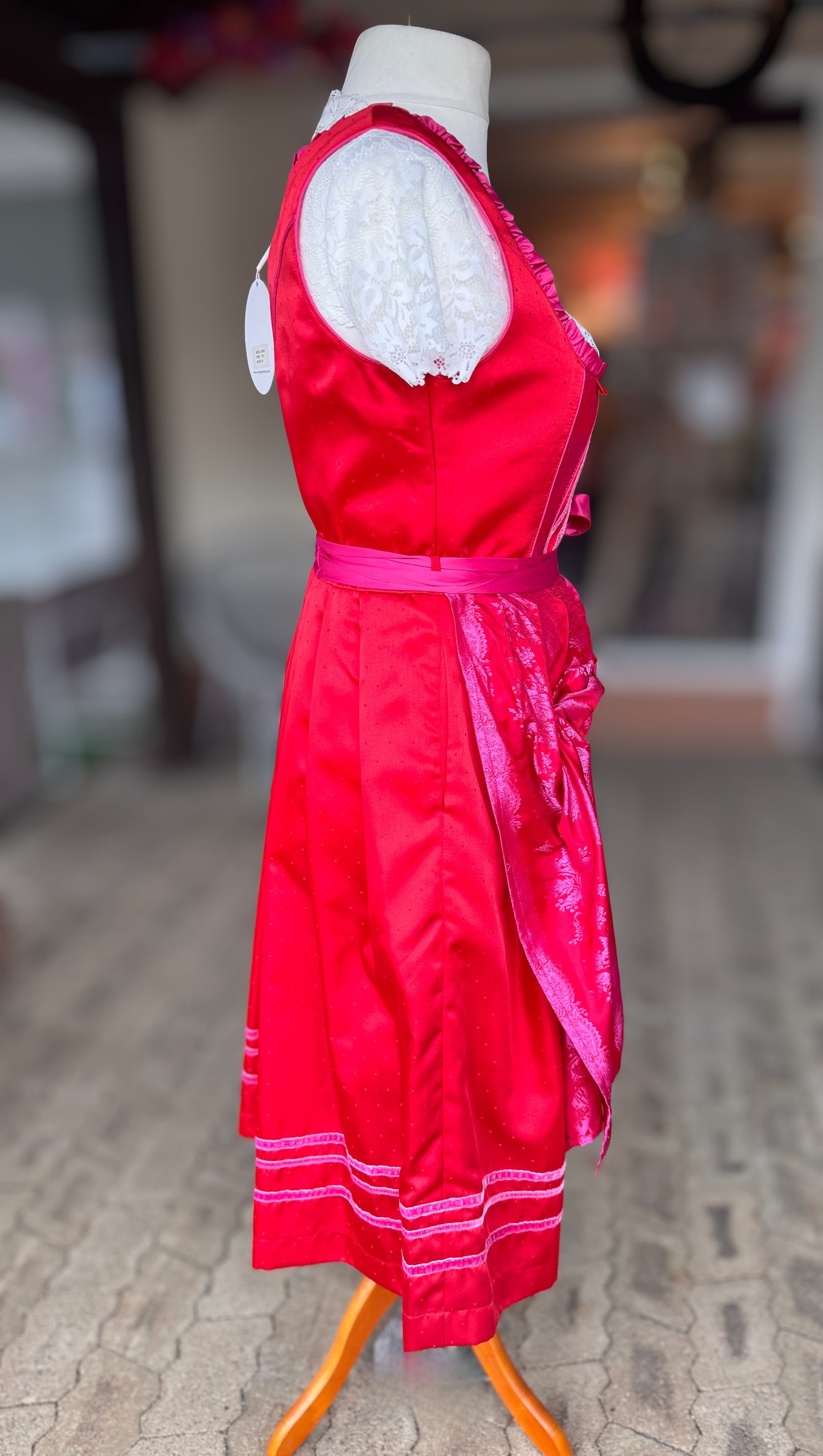 Dirndl Melega, Ronja, Rot pink, Midi, Gr. 44