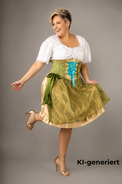 Tian von Tastique Dirndl, 4-Teiler Mieder, Rock, Schürze, Gr. 44 Unikat