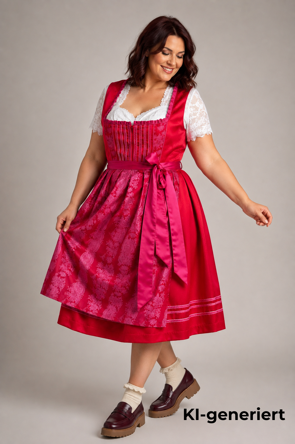 Dirndl Melega, Ronja, Rot pink, Midi, Gr. 44