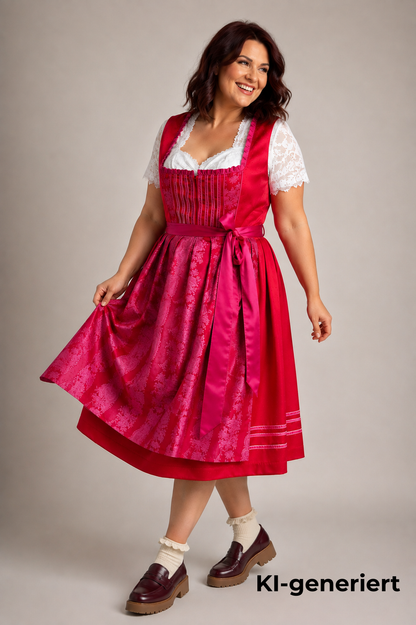 Dirndl Melega, Ronja, Rot pink, Midi, Gr. 44