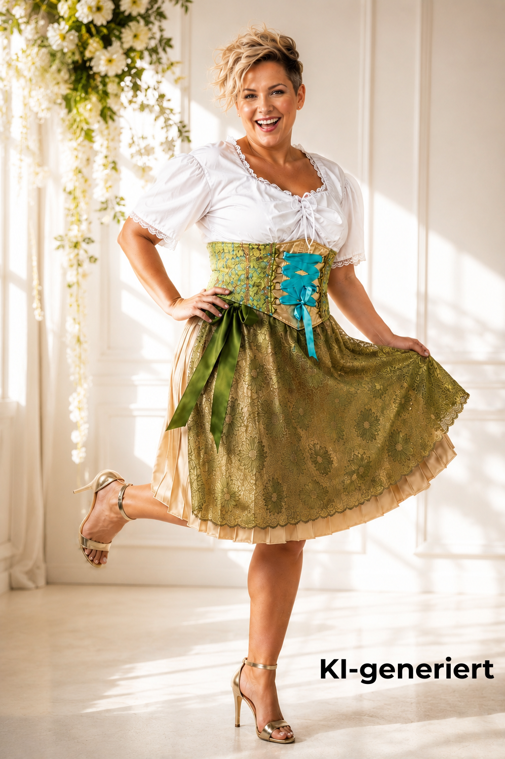 Tian von Tastique Dirndl, 4-Teiler Mieder, Rock, Schürze, Gr. 44 Unikat