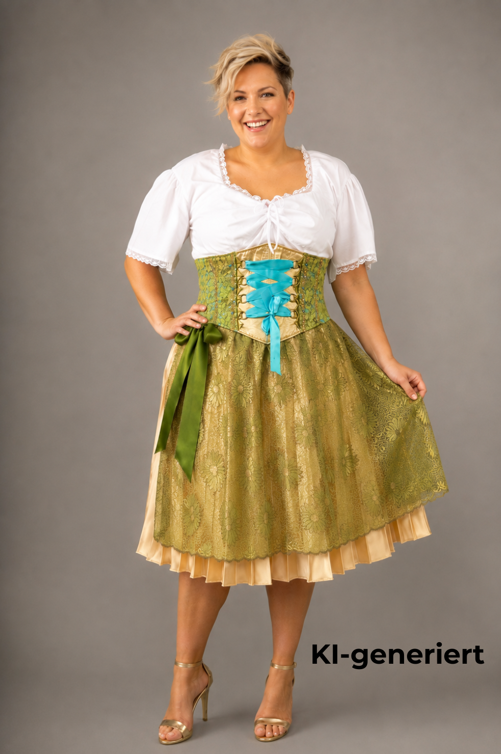 Tian von Tastique Dirndl, 4-Teiler Mieder, Rock, Schürze, Gr. 44 Unikat