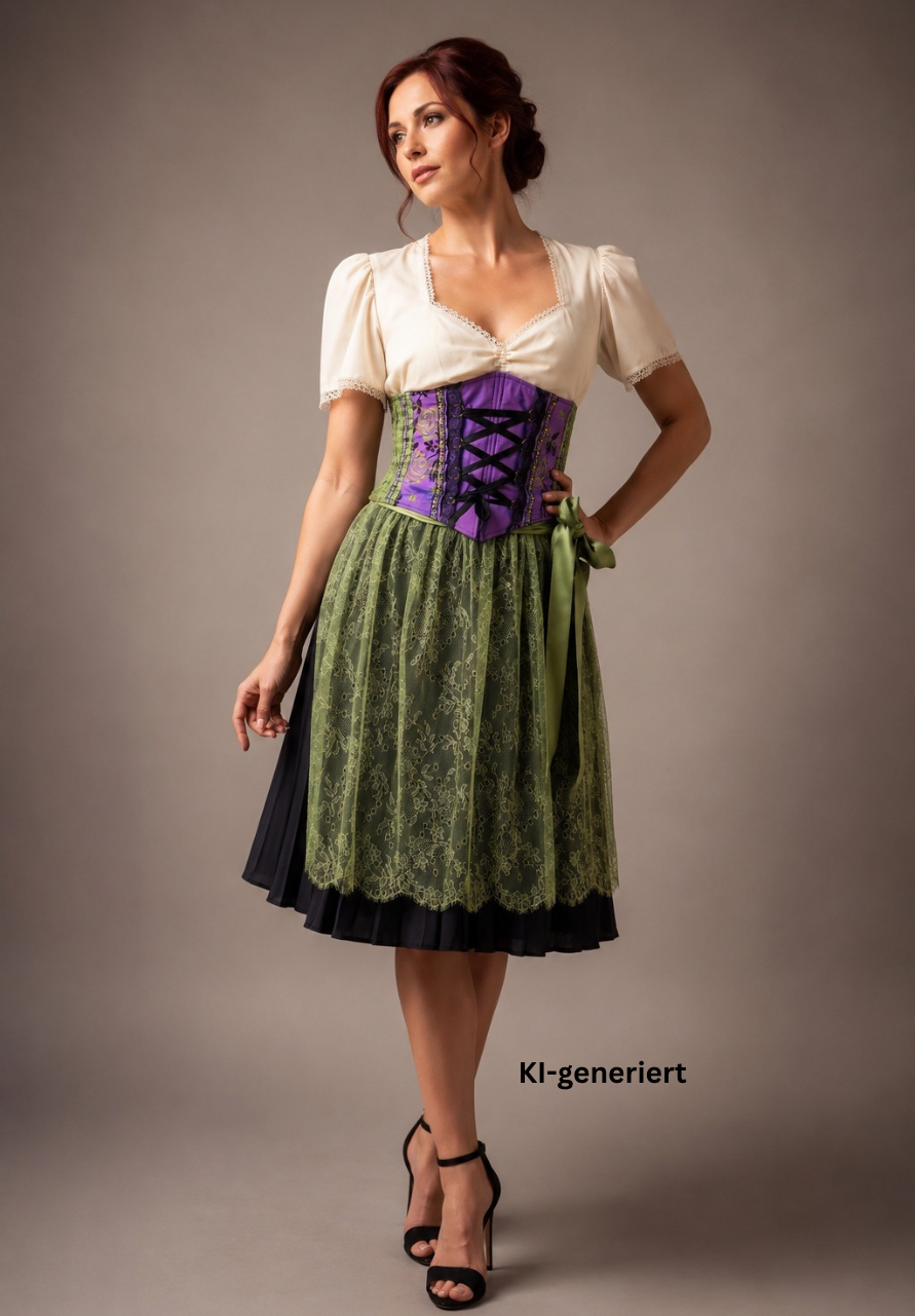 Tian von Tastique Dirndl, 4-Teiler Mieder, Rock, Schürze, Gr. 36 Unikat