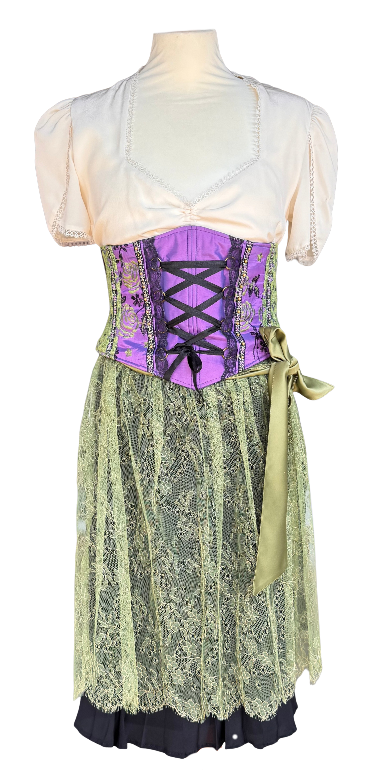 Tian von Tastique Dirndl, 4-Teiler Mieder, Rock, Schürze, Gr. 36 Unikat