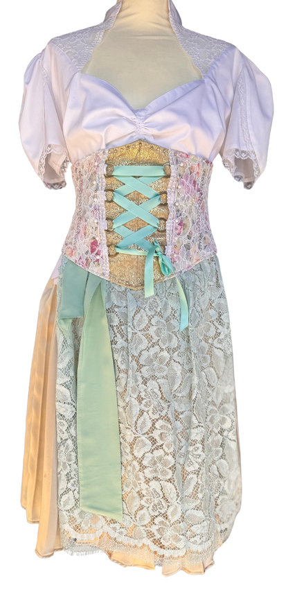 Tian von Tastique Dirndl, 4-Teiler Mieder, Rock, Schürze, Gr. 34 Unikat
