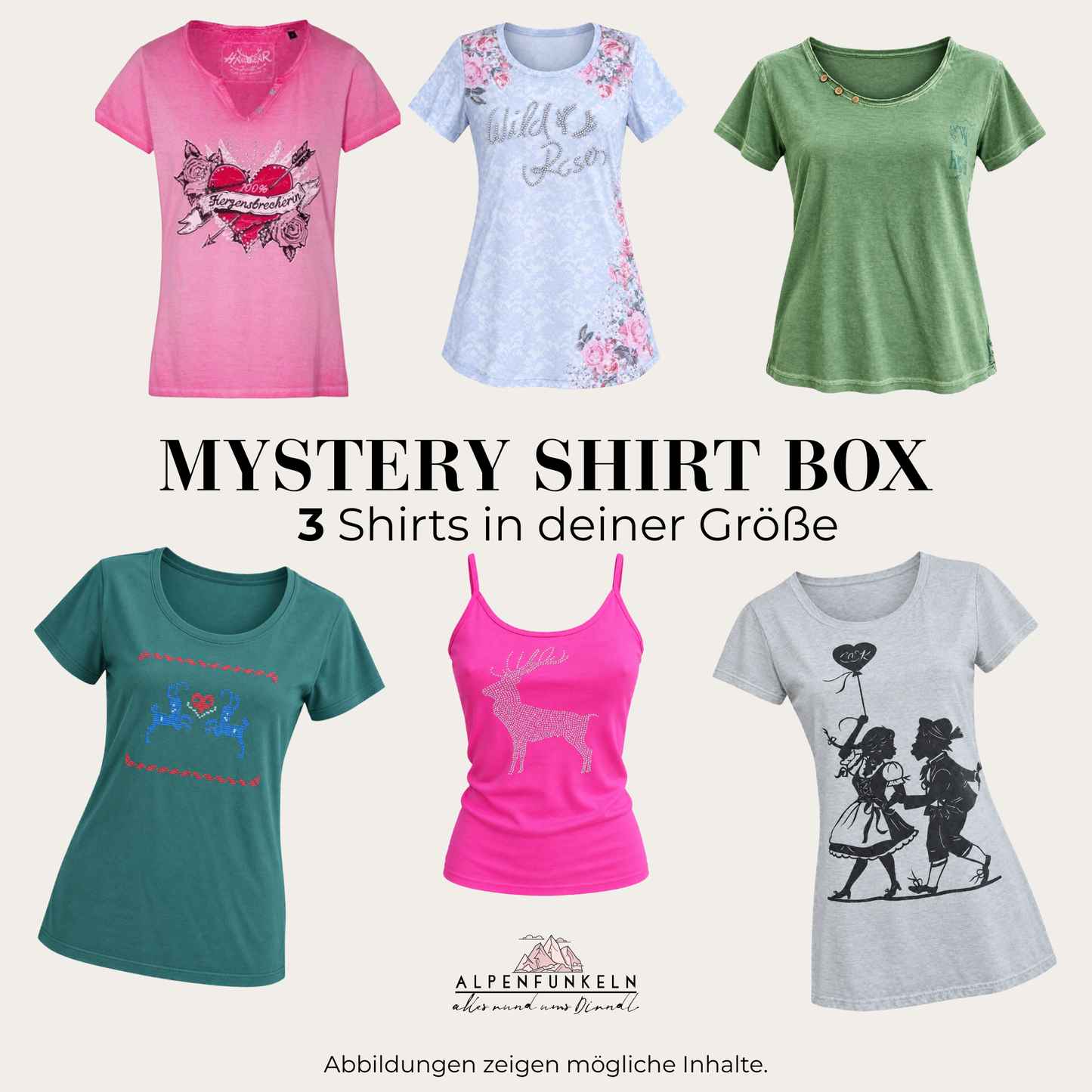 Mystery Box Set Damen Trachtenshirts - 3 Shirts in deiner Größe