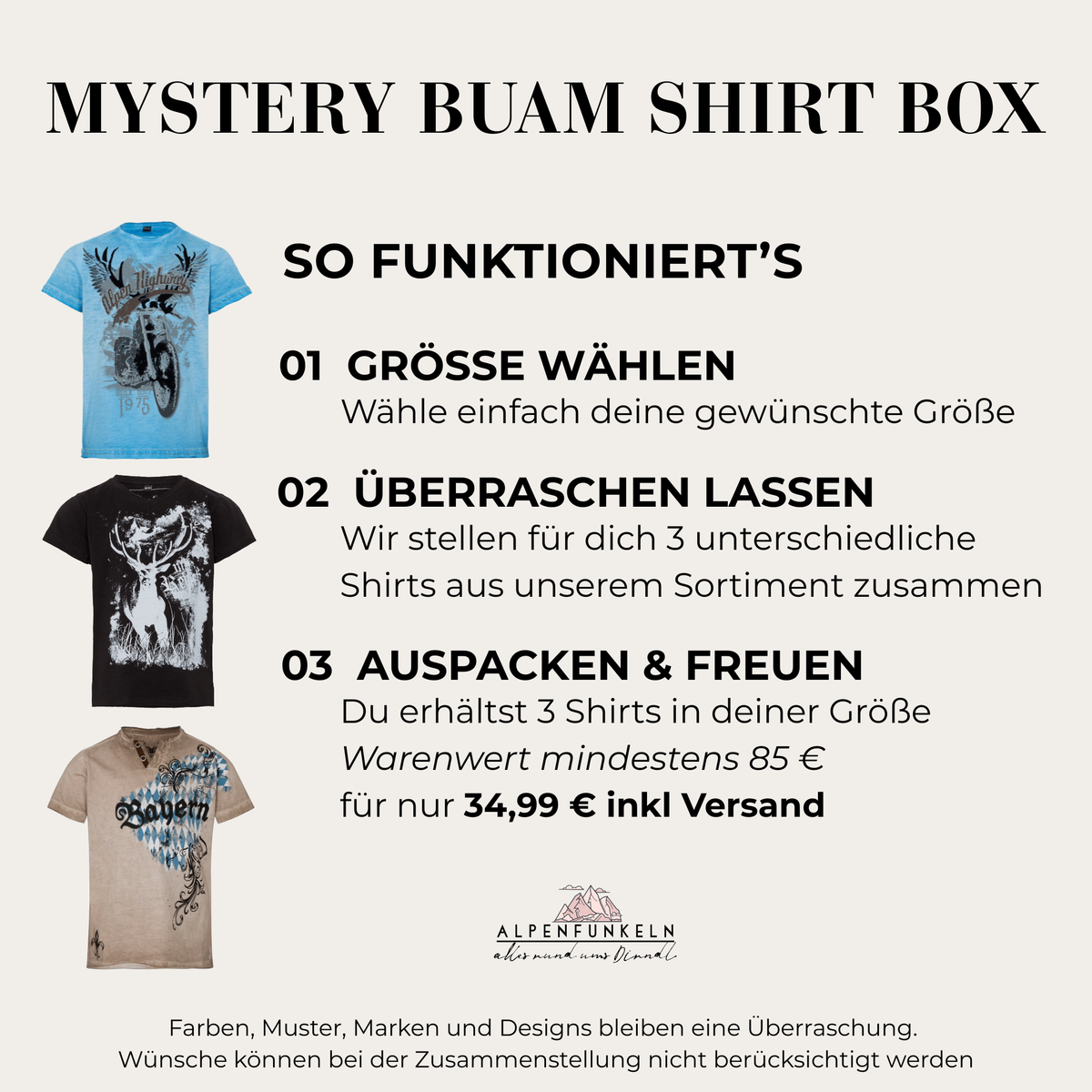 Mystery Box Set Buben Trachtenshirts - 3 Shirts in deiner Größe