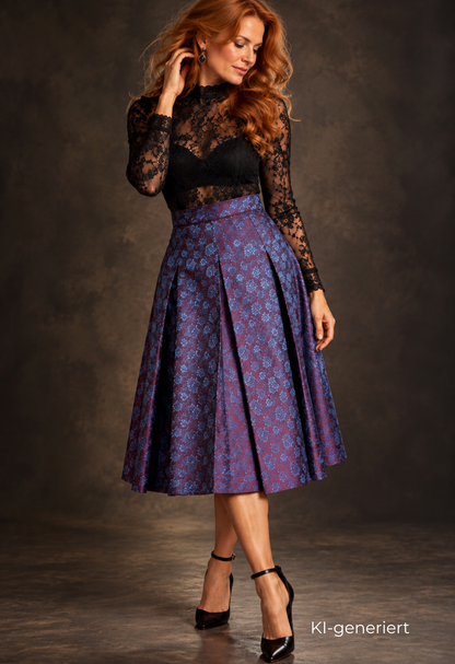 Trachten Rock Midi 60 cm, Wonne blau violet lila, Spieth & Wensky