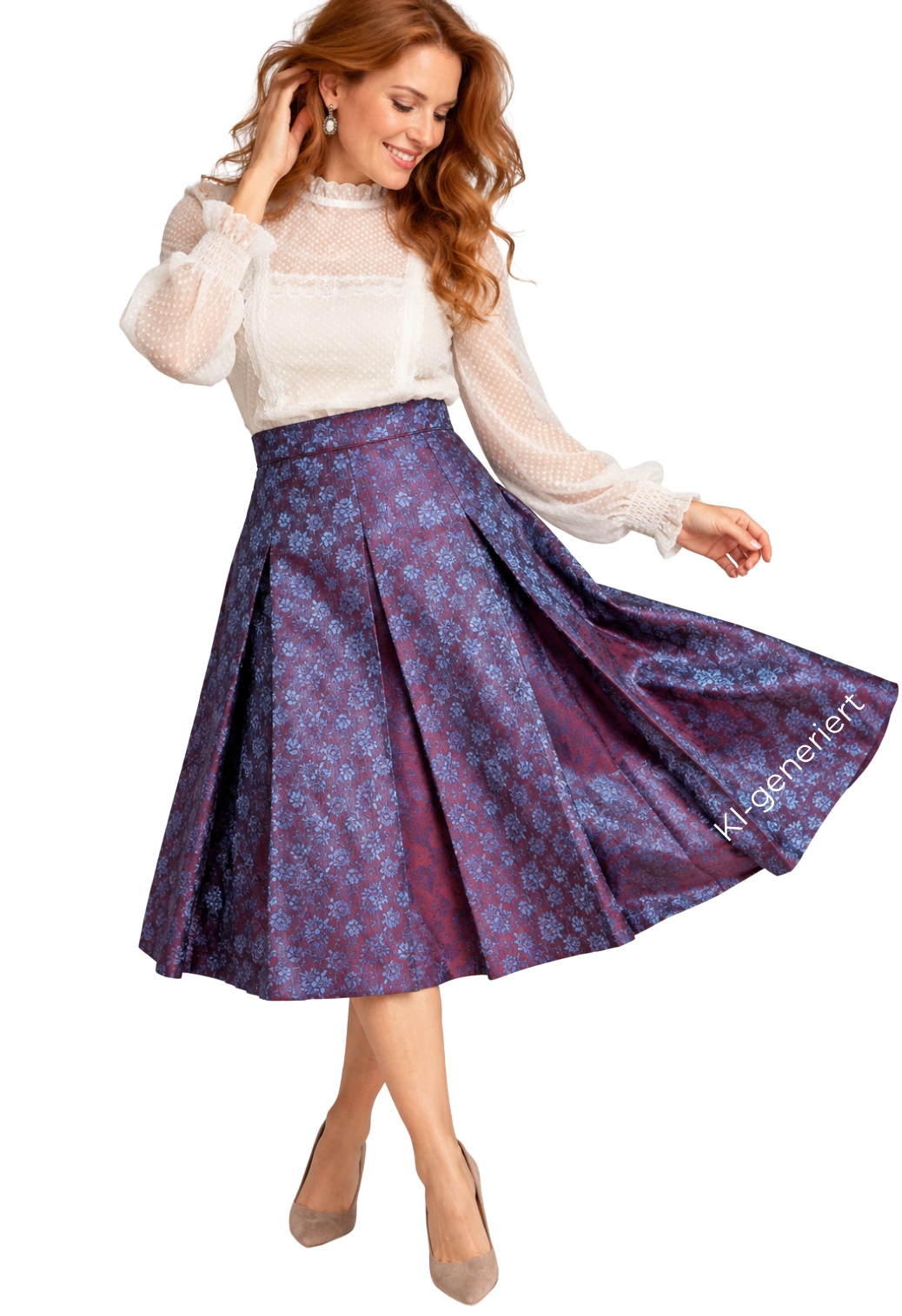 Trachten Rock Midi 60 cm, Wonne blau violet lila, Spieth & Wensky
