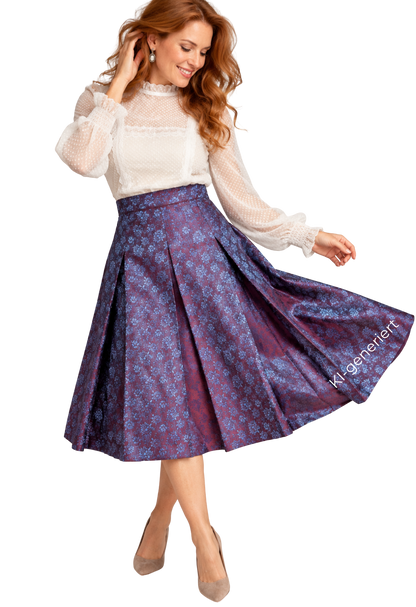 Trachten Rock Midi 60 cm, Wonne blau violet lila, Spieth & Wensky