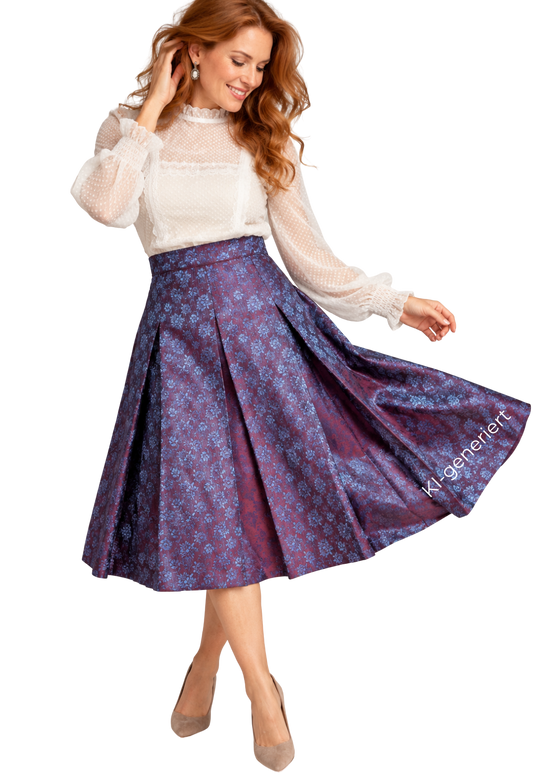 Trachten Rock Midi 60 cm, Wonne blau violet lila, Spieth & Wensky