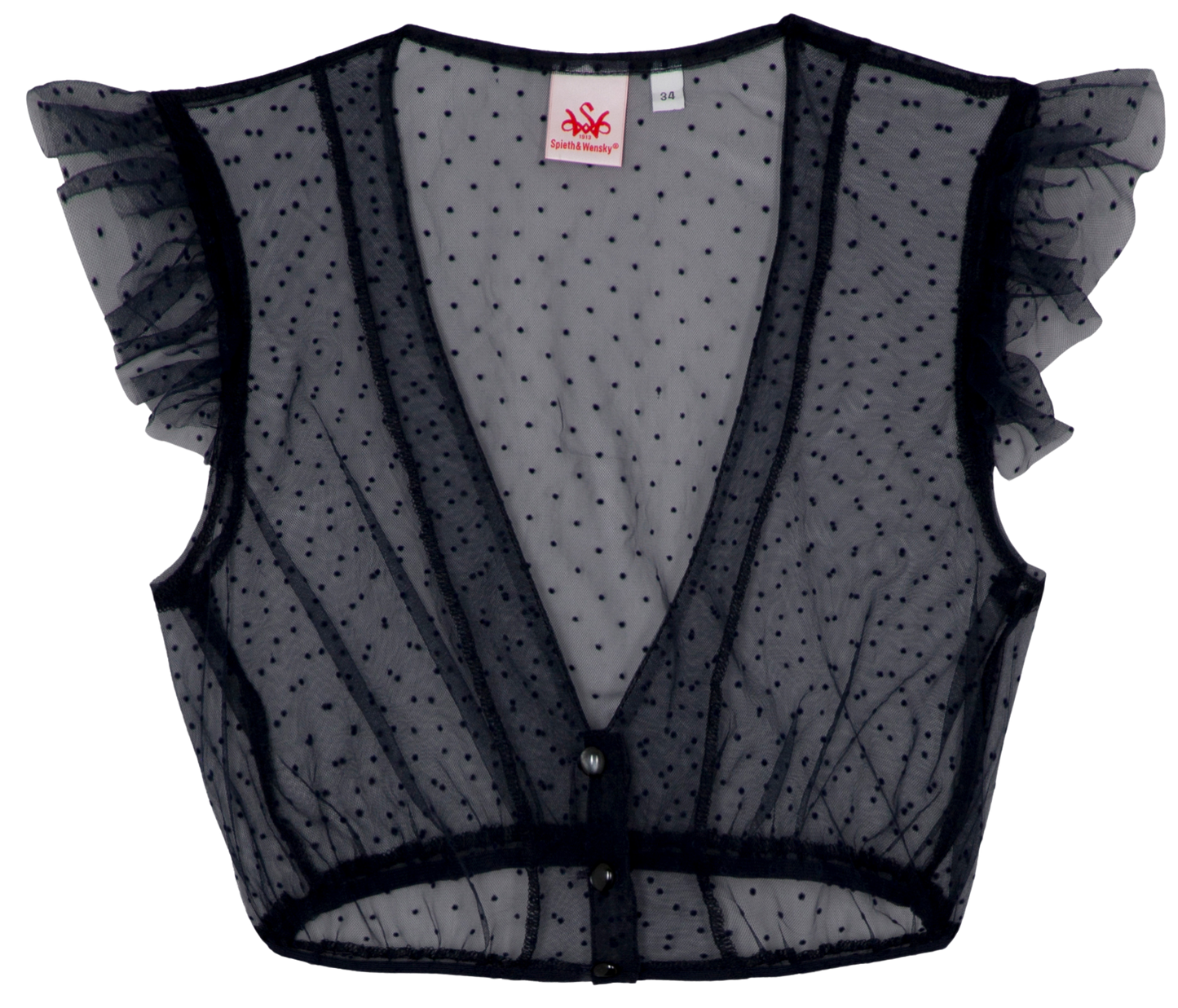 Dirndlbluse, Spieth & Wensky, Genta, Flügelärmel, dunkelblau