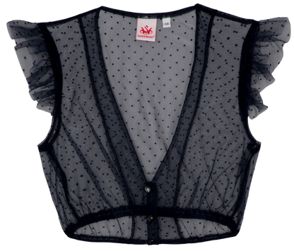 Dirndlbluse, Spieth & Wensky, Genta, Flügelärmel, dunkelblau