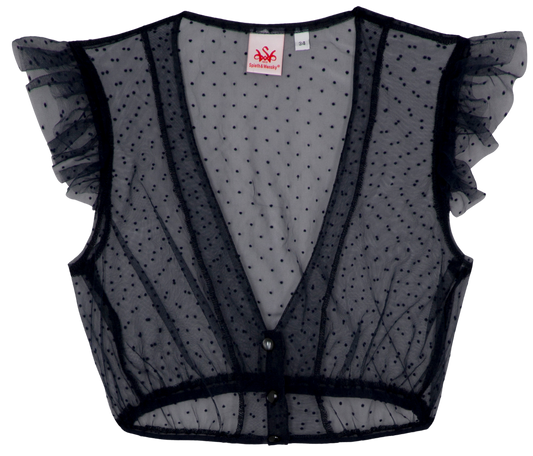 Dirndlbluse, Spieth & Wensky, Genta, Flügelärmel, dunkelblau