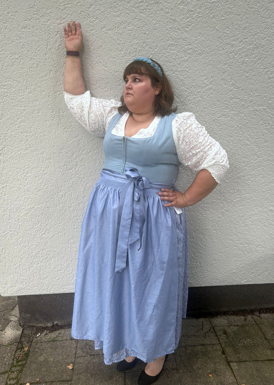 Dirndl Alpenfee, Alena, Leinen, Maxidirndl, hellblau, große Größen