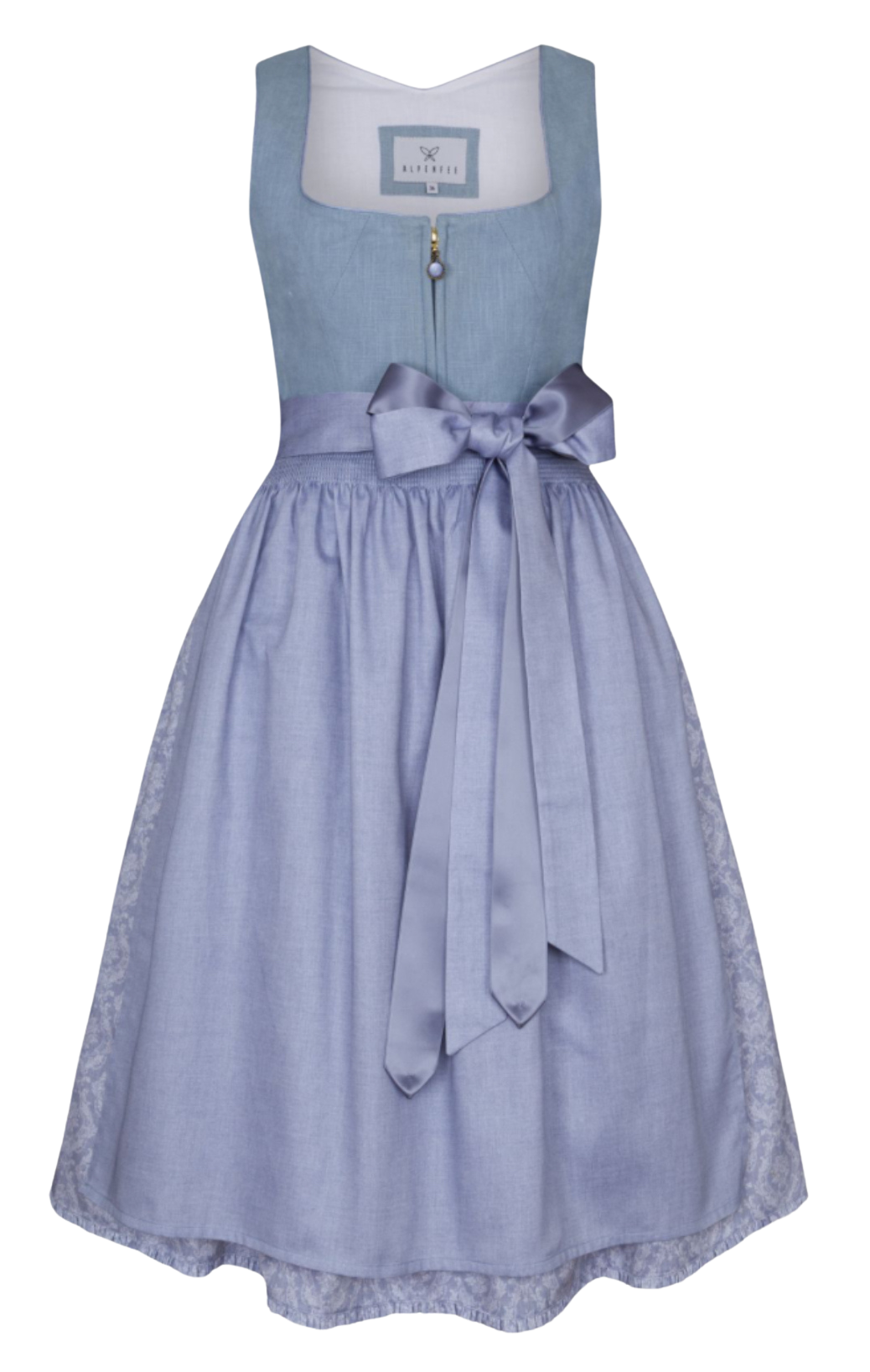 Dirndl Alpenfee, Alena, Leinen, Maxidirndl, hellblau, große Größen