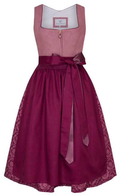 Dirndl Alpenfee, Alena, Leinen, Maxidirndl, beere, rosa, große Größen
