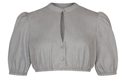 Dirndlbluse Alpenfee, Leda, grau, hochgeschlossen, Große Größen