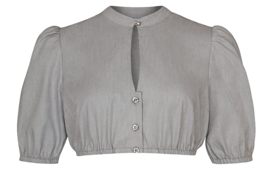 Dirndlbluse Alpenfee, Leda, grau, hochgeschlossen, Große Größen