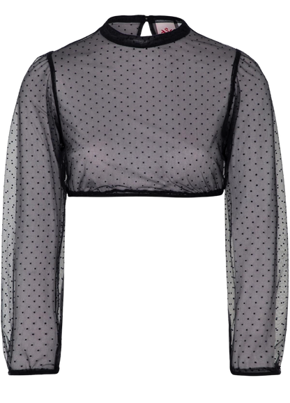 Dirndlbluse, Spieth & Wensky, Eduarda, transparent, schwarz, langarm