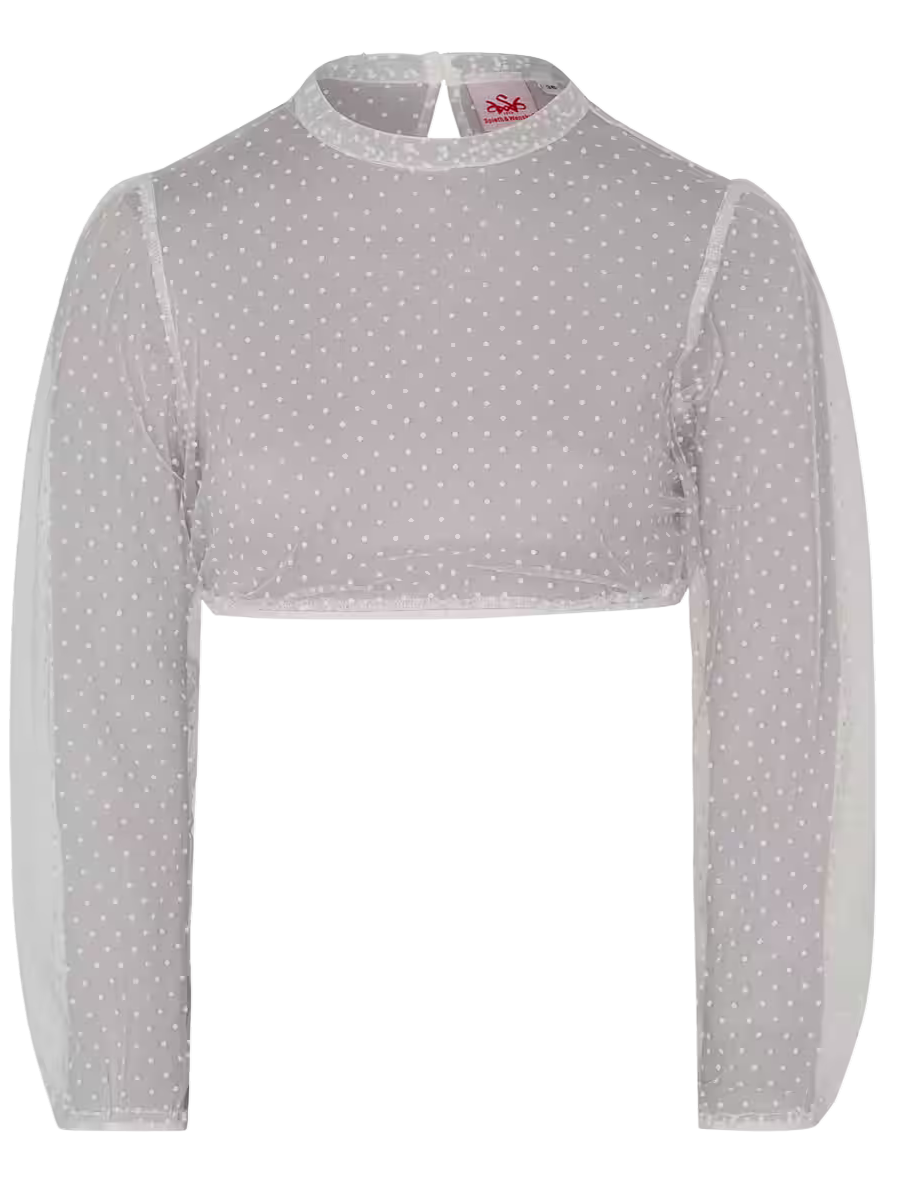 Dirndlbluse, Spieth & Wensky, Eduarda, transparent, weiß, langarm