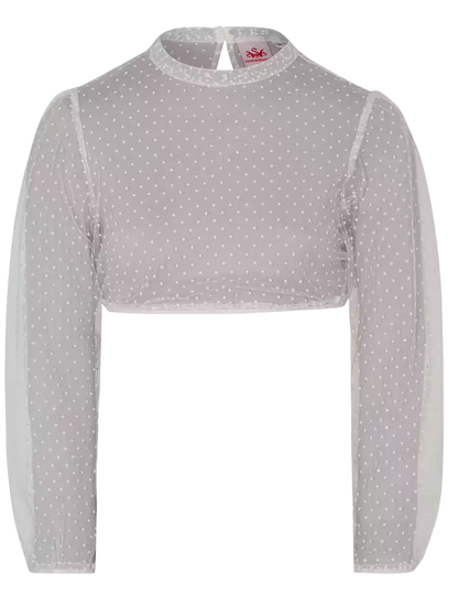 Dirndlbluse, Spieth & Wensky, Eduarda, transparent, weiß, langarm
