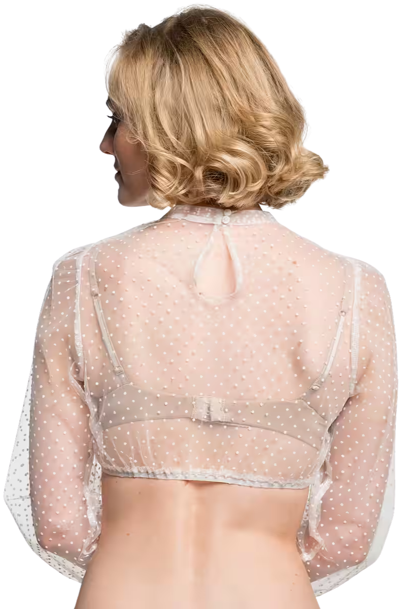 Dirndlbluse, Spieth & Wensky, Eduarda, transparent, weiß, langarm