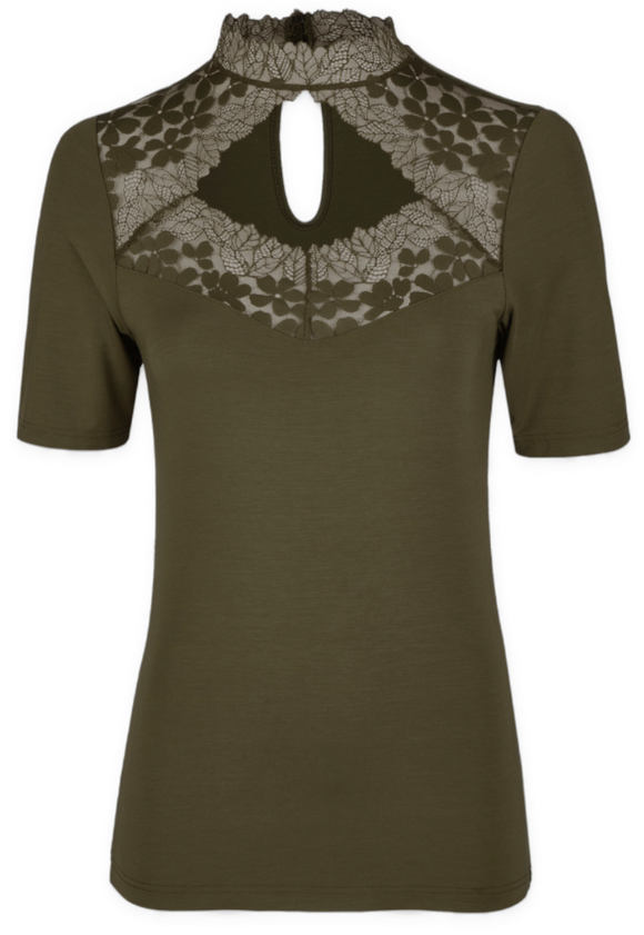 Trachtenbluse, Modal Shirt, Nina von C., moosgrün, hochgeschlossen