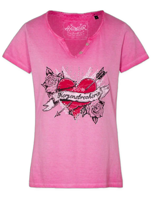 Trachten T-Shirt, HangOwear, Anni, rot, pink, Herz