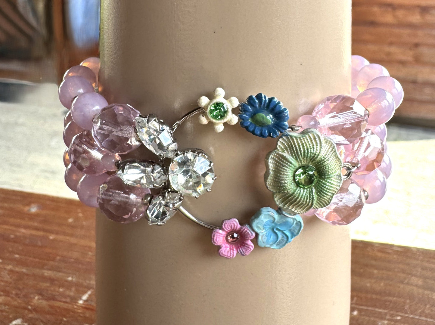 Trachten Armband, rosa, Perlen, pink, Blumen