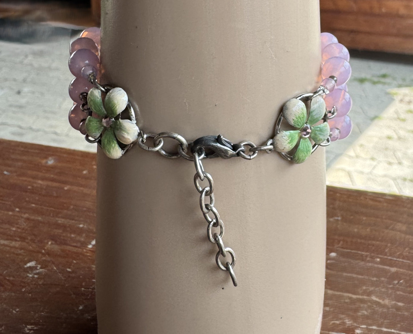 Trachten Armband, rosa, Perlen, pink, Blumen