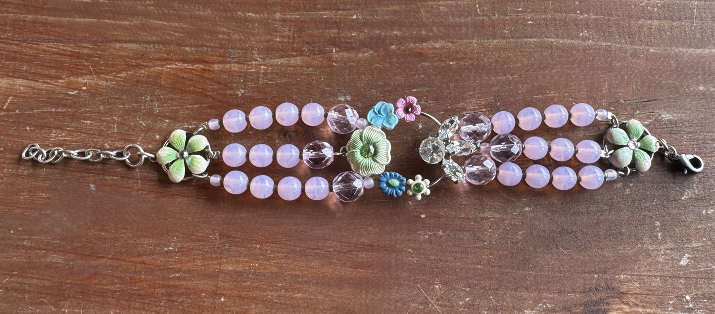Trachten Armband, rosa, Perlen, pink, Blumen