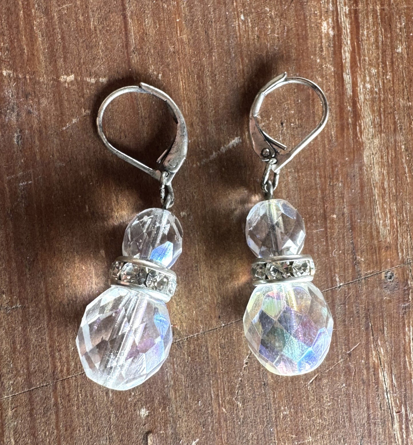 Trachten Ohrringe, Hängeohrringe, Glitzerring, silber, transparent