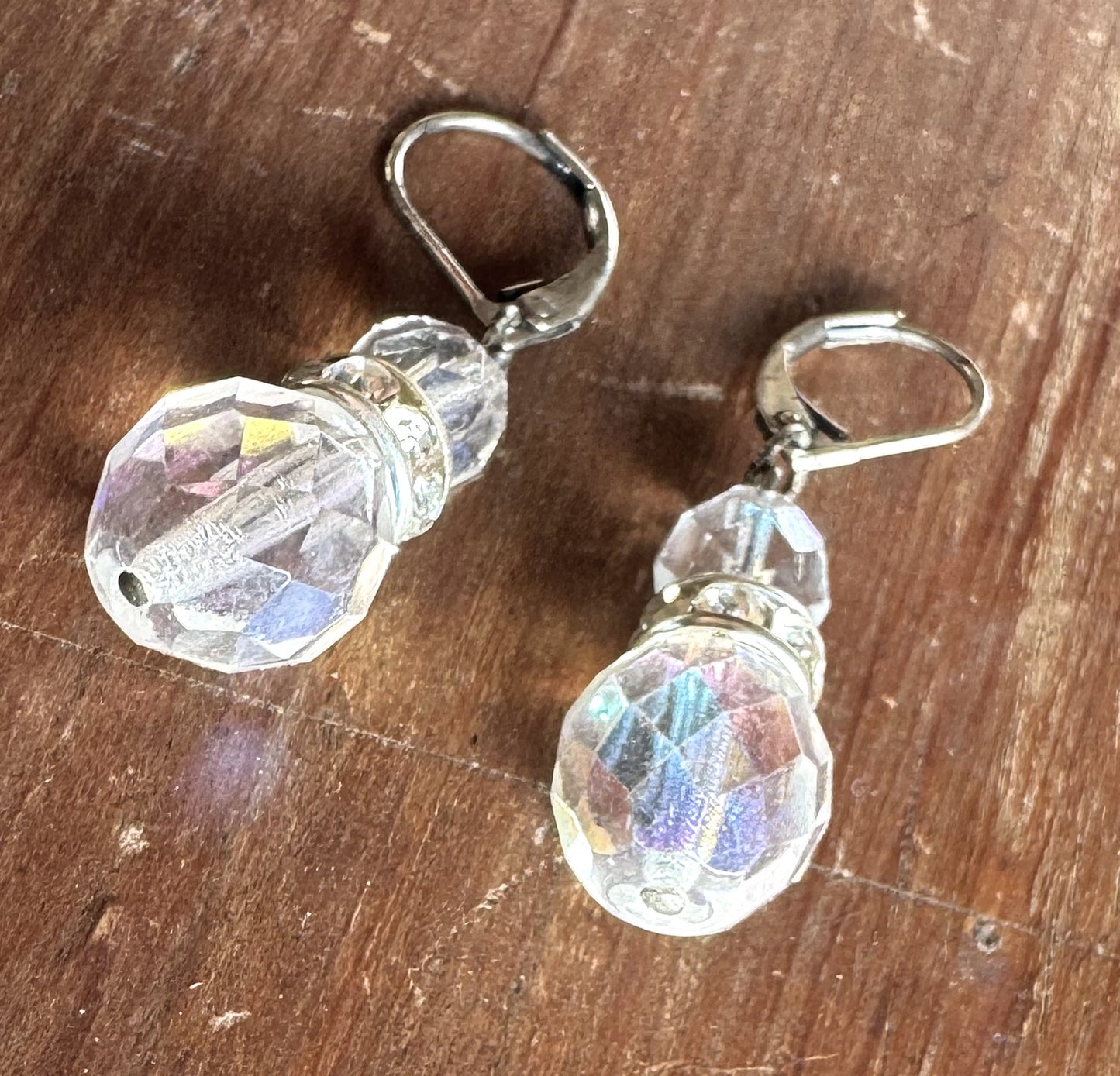 Trachten Ohrringe, Hängeohrringe, Glitzerring, silber, transparent