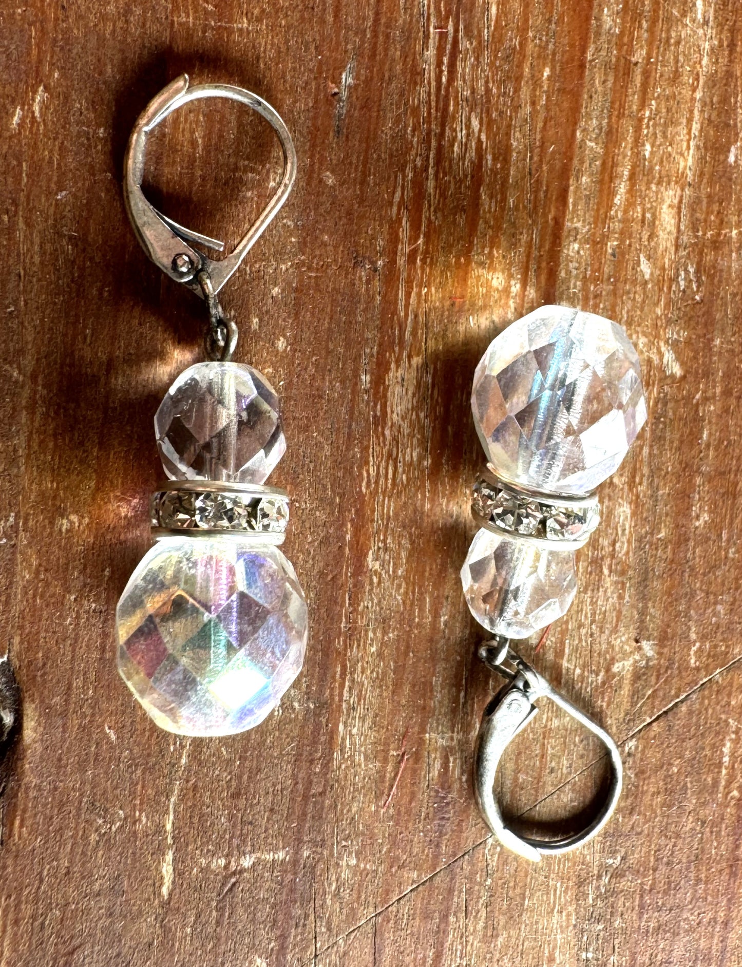 Trachten Ohrringe, Hängeohrringe, Glitzerring, silber, transparent