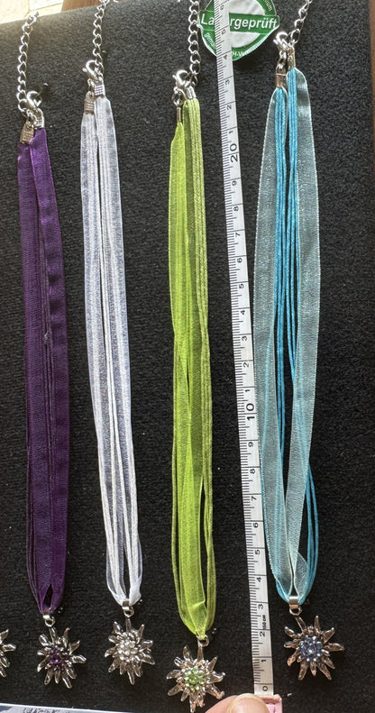 Trachten Kette mit großem Edelweiß, Alpencollier, verschiedene Farben