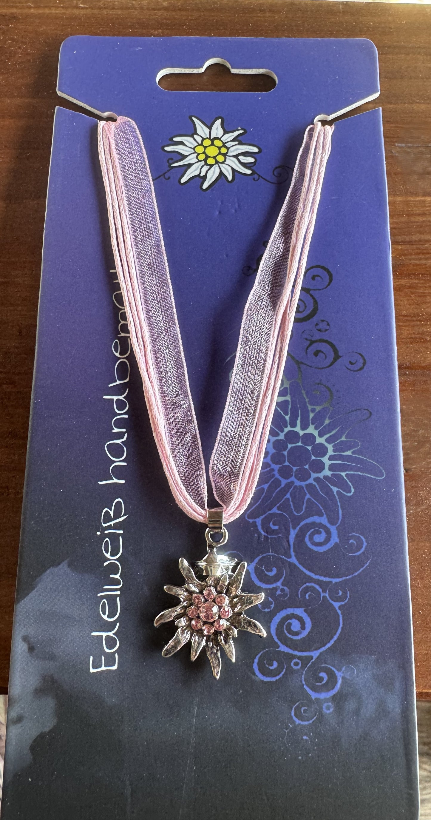 Trachten Kette mit großem Edelweiß, Alpencollier, verschiedene Farben