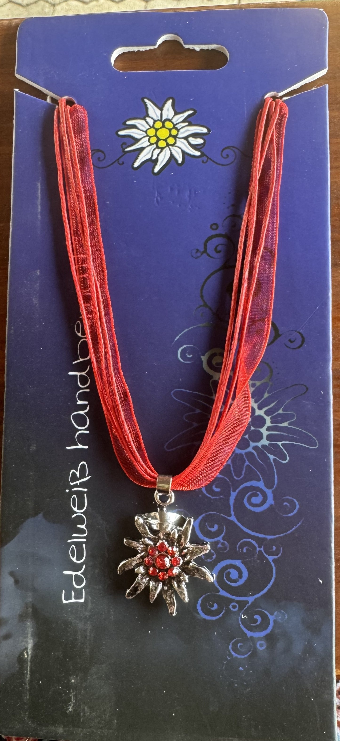Trachten Kette mit großem Edelweiß, Alpencollier, verschiedene Farben