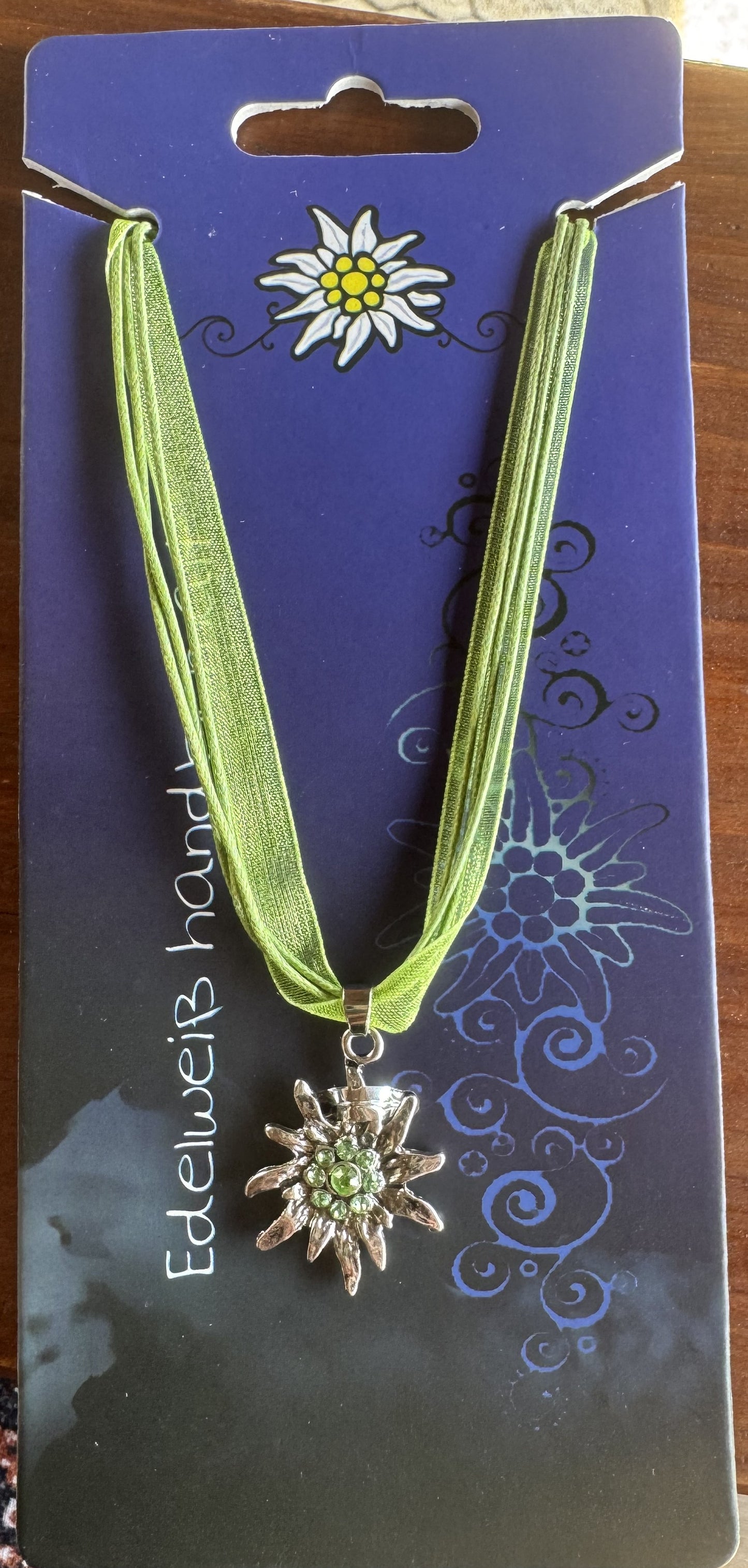 Trachten Kette mit großem Edelweiß, Alpencollier, verschiedene Farben