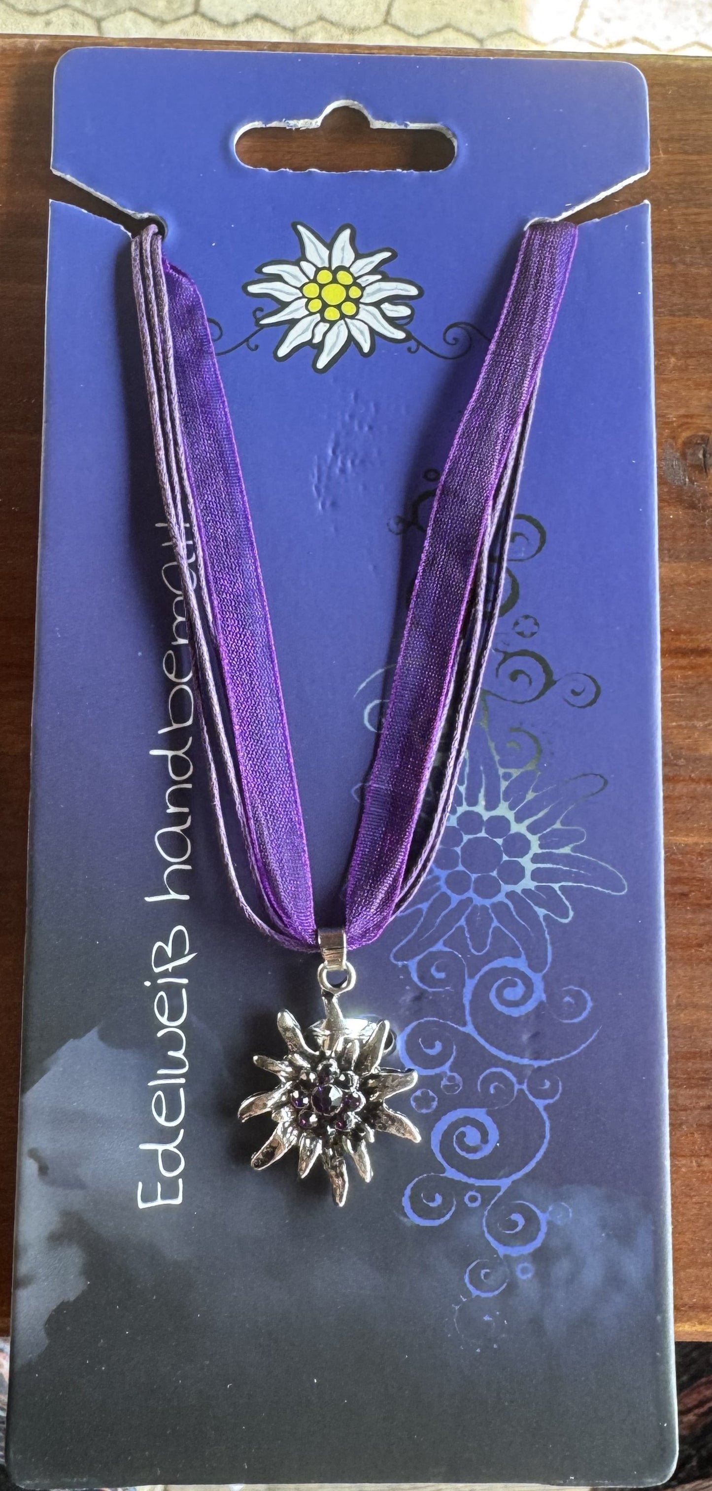 Trachten Kette mit großem Edelweiß, Alpencollier, verschiedene Farben