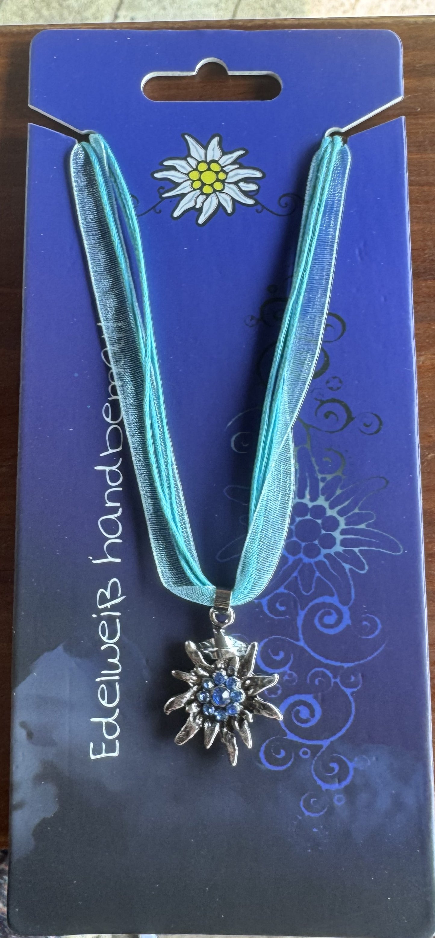 Trachten Kette mit großem Edelweiß, Alpencollier, verschiedene Farben