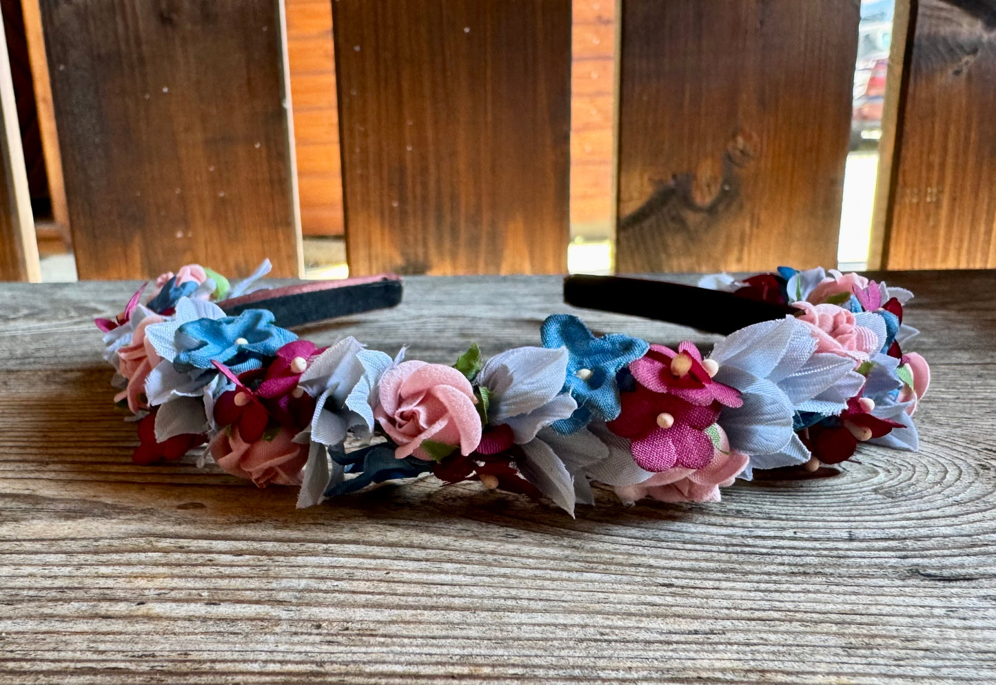 Blüten Haarreifen zum Dirndl, blau, rot, rosa