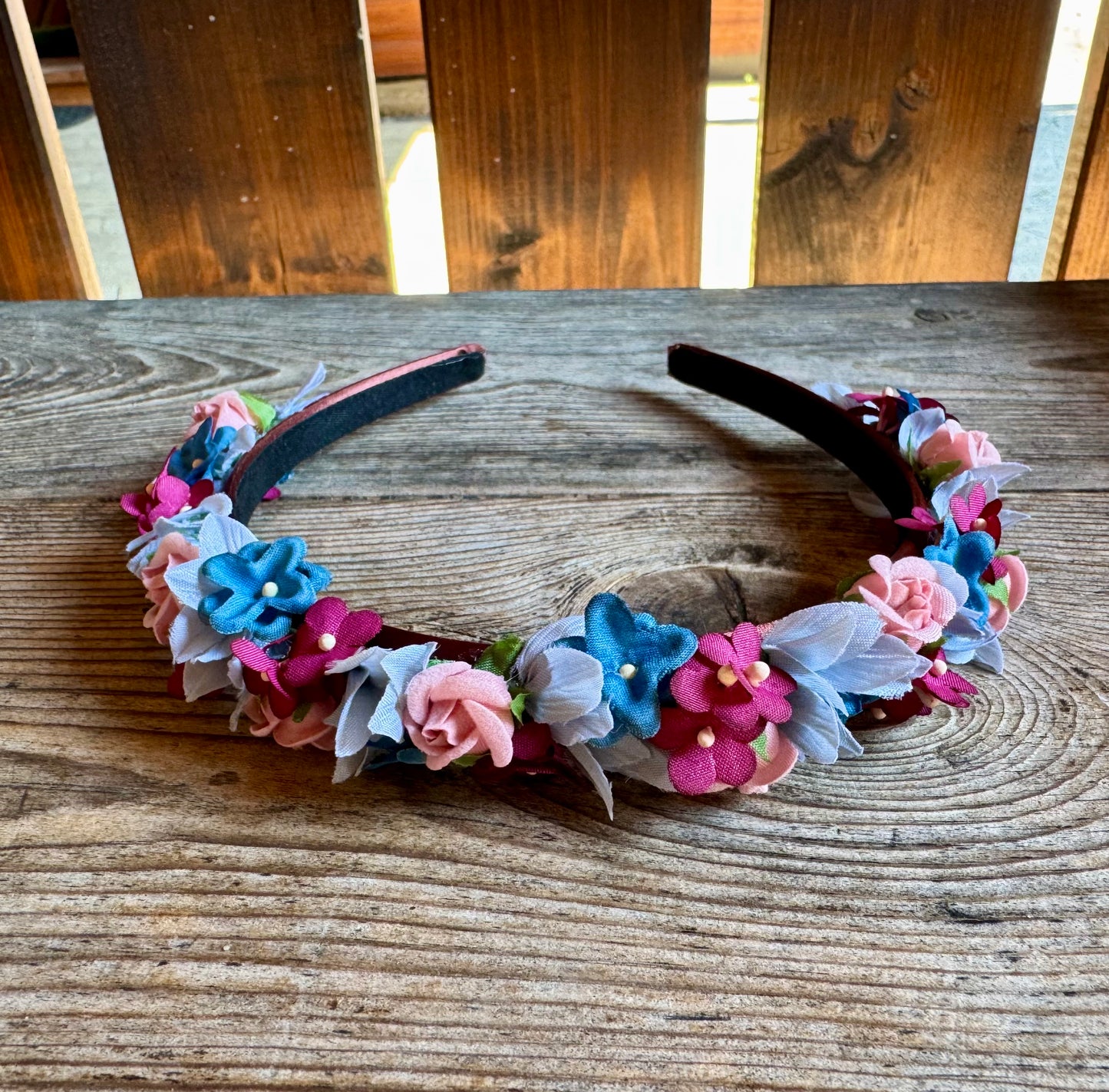 Blüten Haarreifen zum Dirndl, blau, rot, rosa