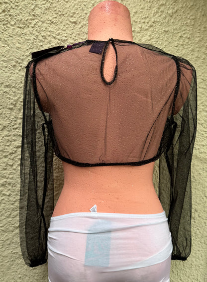 Dirndlbluse, Spieth & Wensky, Grain, schwarz, Glitzer, langarm,