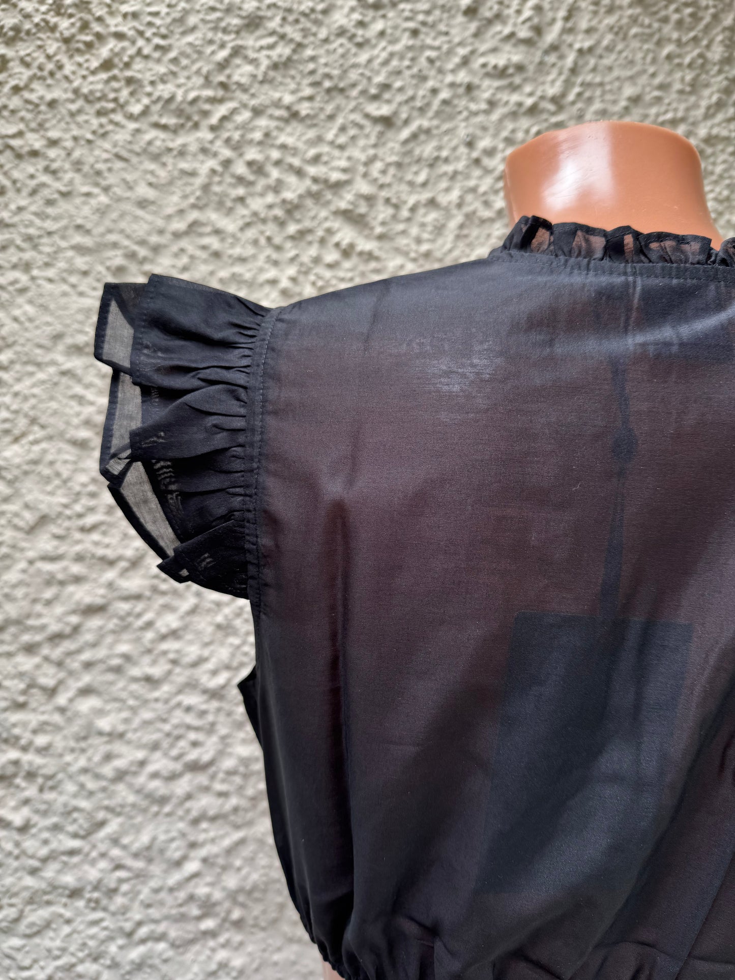 Dirndlbluse, Spieth & Wensky, schwarz, Fran Chiffon Flügelärmel