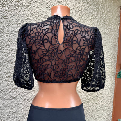 Dirndlbluse Nina von C., Simone, schwarz, Spitze, halbarm