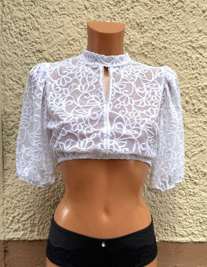 Dirndlbluse Nina von C., Simone, weiß, Spitze, halbarm