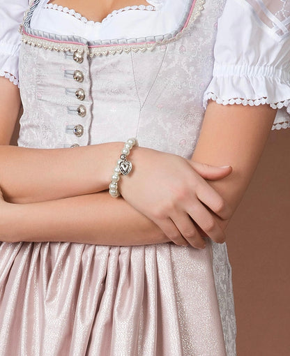 Trachten Armband, weiß, Perlen, Herz, Braut