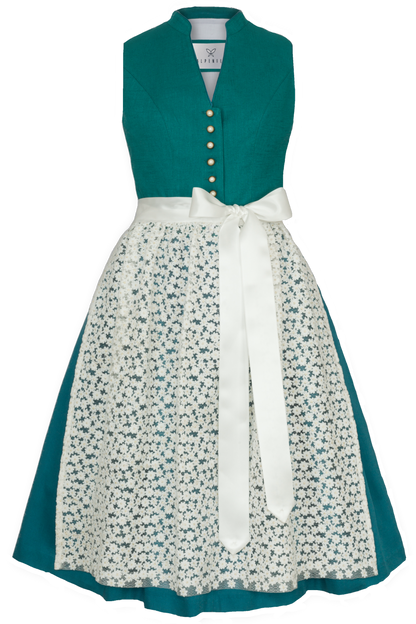 Dirndl Alpenfee, Xara petrol, hochgeschlossen 70 cm, Große Größen