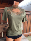 Trachtenbluse, Modal Shirt, Nina von C., moosgrün, hochgeschlossen